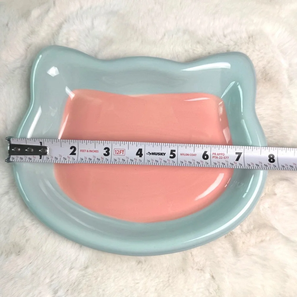 New Large‎ Ceramic Cat Trinket Catch all Dish Pastel Pink Blue